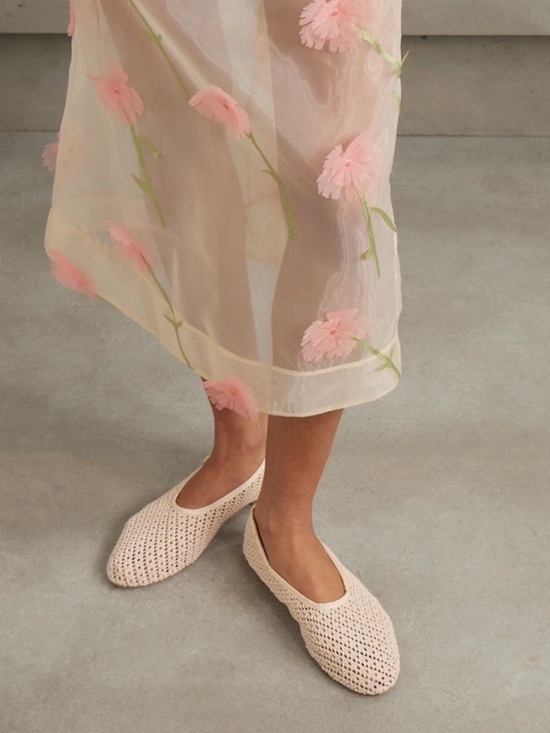 STAUD Shoes - NIB • STAUD Alba Ballet Shoes in Cream Crochet